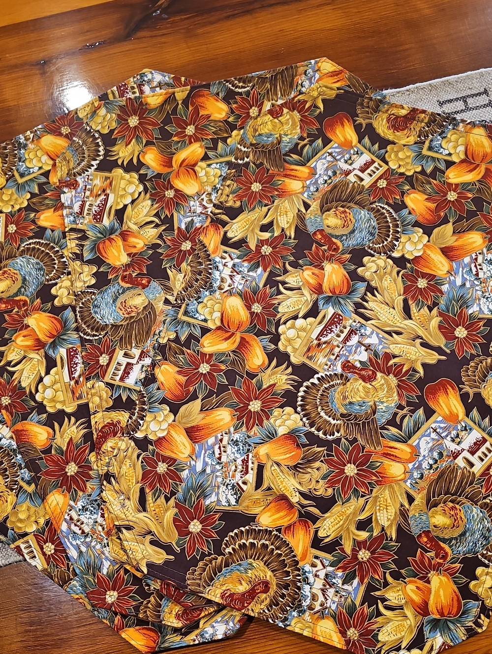 Thanksgiving Harvest Floral Placemats -  Brown & Orange